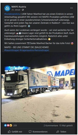 Facebook-Posting von Mapei