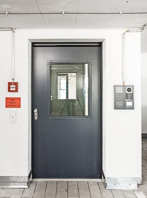Fluchtweg im Rathaus Leonberg.