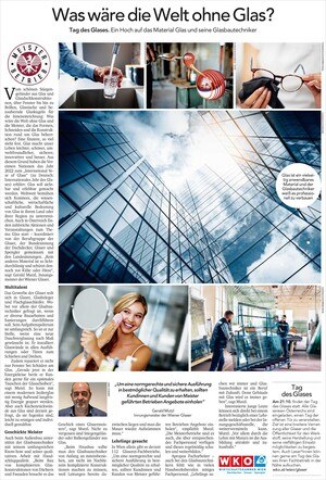 © LI Wien DGS Diese Einschaltung der Wiener Glaser*innen erscheint am 14. Oktober in der auflagenstarken Tageszeitung „Kurier“.