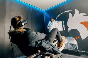 virtuelle Rodelrennen im Velo-Truck