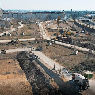 Drohnenaufnahme von Baufeld Village im Dritten