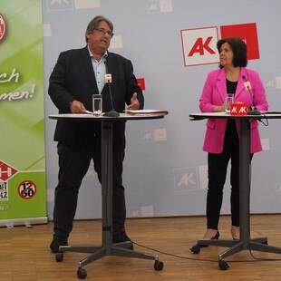 „Fairer Wettbewerb nützt allen etwas – den Unternehmen, die sich an die Regeln halten, dem Sozialstaat und den arbeitenden Menschen. Daher werden wir im Kampf für mehr Gerechtigkeit weiter hartnäckig bleiben“, sind sich Muchitsch und ­Anderl einig (v. l.).