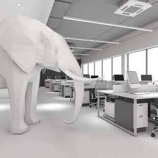 © Oselote iStock Getty Images Plus Elefant im Büro-Raum