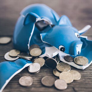 Zertrümmertes Sparschwein